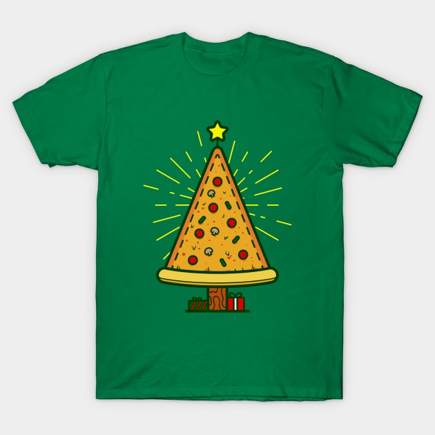 pizza ugly christmas tree T-Shirt by gossiprag